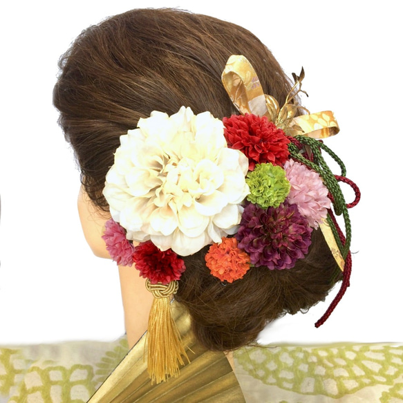 モダン レトロ 髪飾り ～選べる タッセル とおまけの リボン 付き 結婚式 成人式 shiro 1枚目の画像