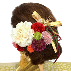 モダン レトロ 髪飾り ～選べる タッセル とおまけの リボン 付き 結婚式 成人式 shiro 2枚目の画像
