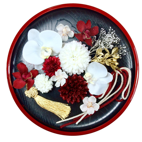 白無垢 にも 胡蝶蘭 と 贅沢お花 髪飾り 選べる タッセル と 組紐 ４