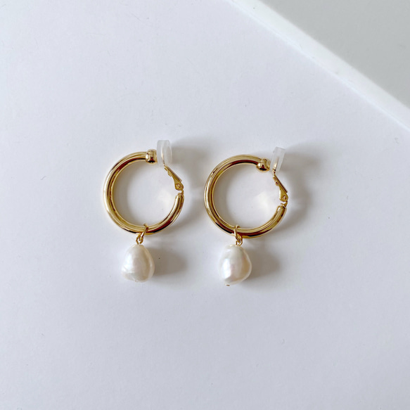 淡水真珠：baroque pearl hoop earring 2枚目の画像