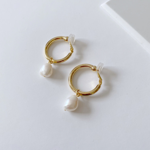 淡水真珠：baroque pearl hoop earring 3枚目の画像