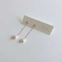 淡水真珠：baroque pearl chain ２way pierce 2枚目の画像