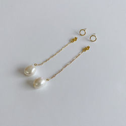 淡水真珠：baroque pearl chain ２way pierce 3枚目の画像