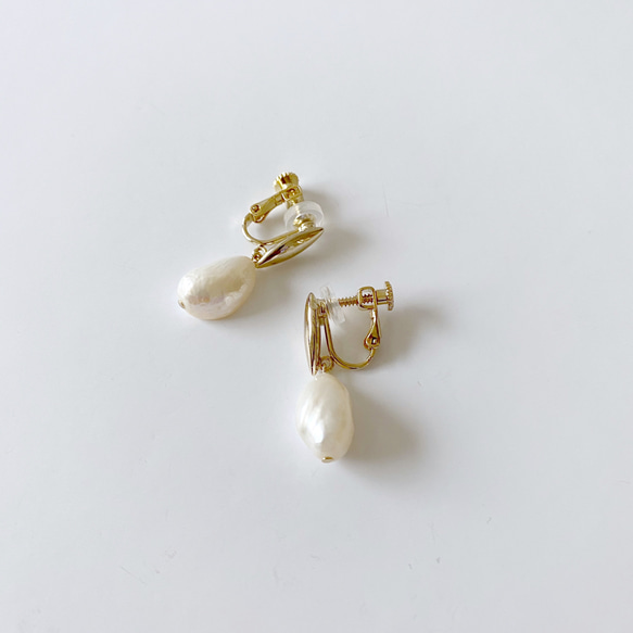 淡水真珠：baroque pearl×marquise earring 2枚目の画像