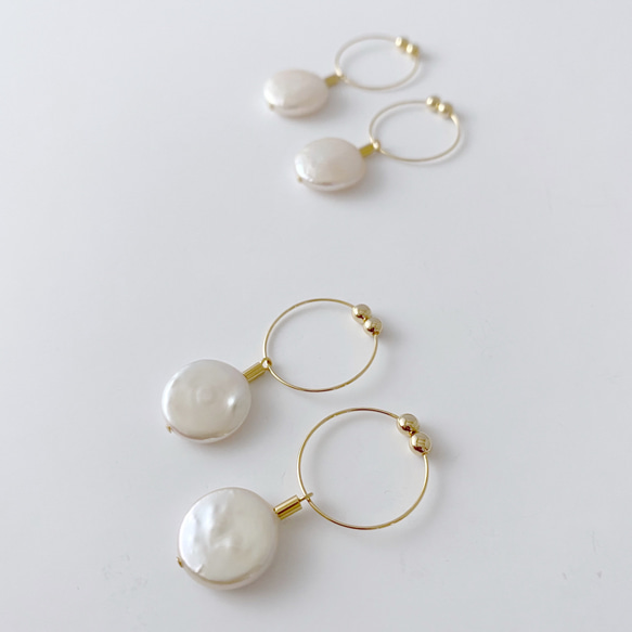 淡水真珠：coin pearl hoop earring 6枚目の画像