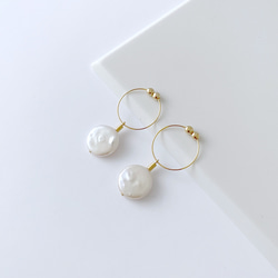 淡水真珠：coin pearl hoop earring 7枚目の画像