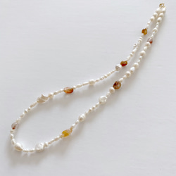 淡水真珠：pearl×stone necklace 4枚目の画像
