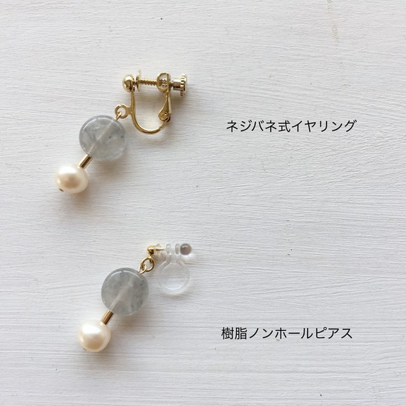 淡水真珠：pearl×coin stone pierce 4枚目の画像