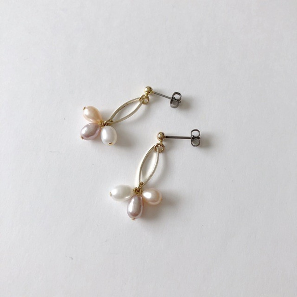 淡水真珠：pearl×marquise earring 3枚目の画像
