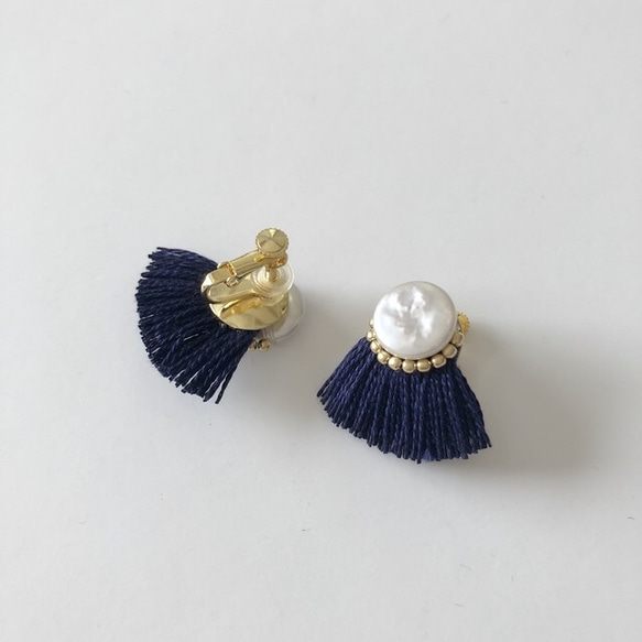 淡水真珠：coin pearl×fringe earring 3枚目の画像