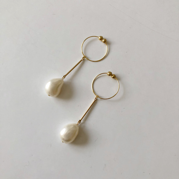 淡水真珠：baroque pearl hoop earring 4枚目の画像