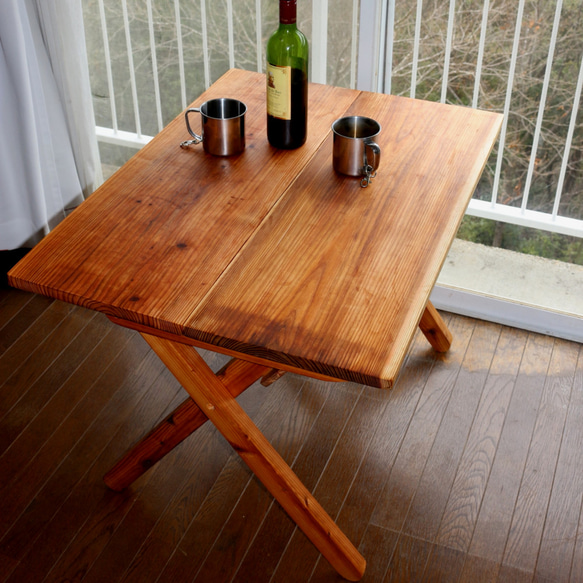80cm✕50cm高さ58cm　杉無垢板のシンプルな折りたたみテーブル机★ガーデンテーブル☆アウトドアテーブル 8枚目の画像