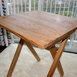 送料無料☆杉無垢板のシンプルな折りたたみテーブル★カフェ☆ガーデンテーブル★アウトドアテーブル☆スクエア 6枚目の画像