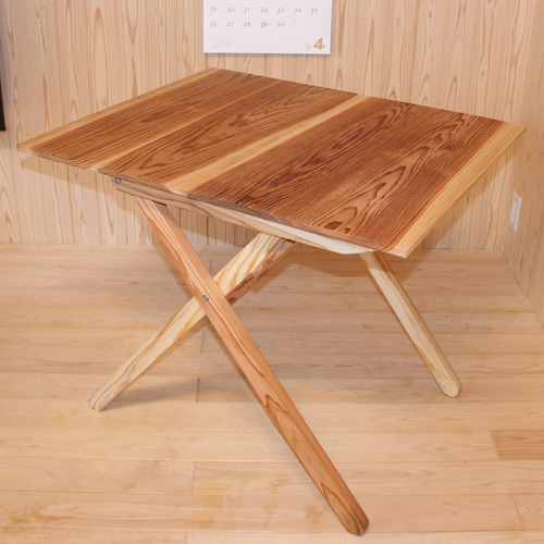 杉板　折り畳みテーブル 幅70奥行85高さ70cm☆杉無垢板のシンプルな折りたたみテーブル