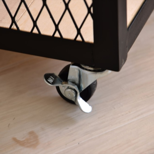 アイアン　シェルフ　ラック　インダストリアル　シューズラック　エキスパンドメタル アイアンxウッド キャスター付エキスパンドメタルラック