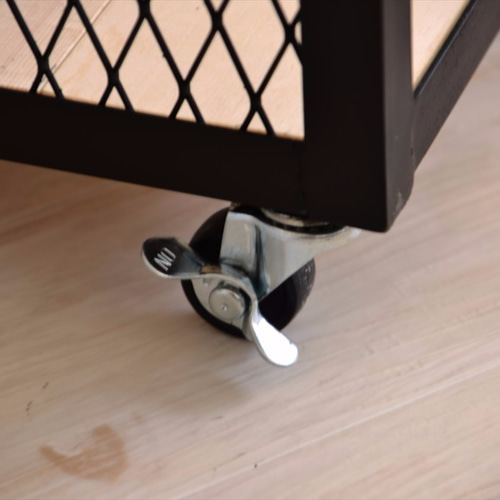 アイアンxウッド 高さ65cm 幅90cm キャスター付エキスパンドメタル