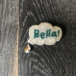 ☆BELLA！ ベッラ！☆　イタリア語　ビーズ刺繍ブローチ 2枚目の画像