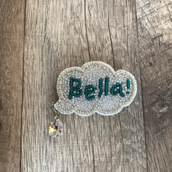 ☆BELLA！ ベッラ！☆　イタリア語　ビーズ刺繍ブローチ 3枚目の画像