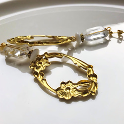 【★SALE★】真鍮ピアス/イヤリング 　Brass×Clear 5枚目の画像