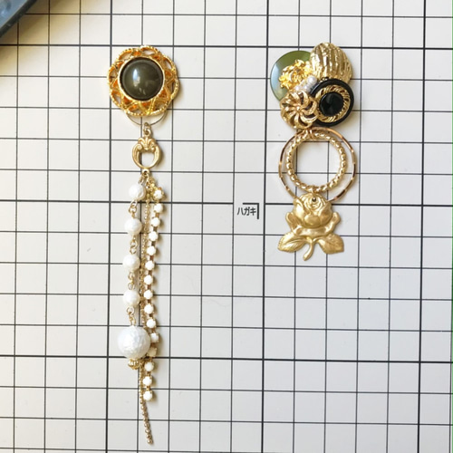 #1059A 2way ゴールド ボタン ハンドメイド ピアス イヤリング 500x0.jpg
