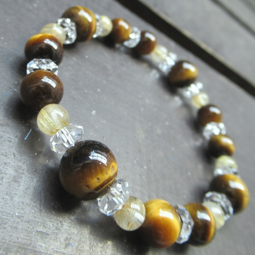 タイガーアイxルチルクォーツブレスレット 天然石 ブレスレット