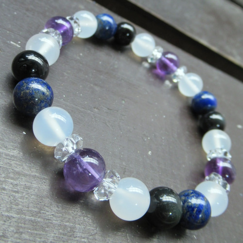 アメジストxオブシディアンxラピスラズリxホワイトカルセドニー