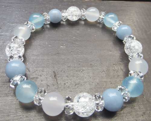 シーブルーカルセドニー ブレスレット 8mm 17~18.5cm M~LL