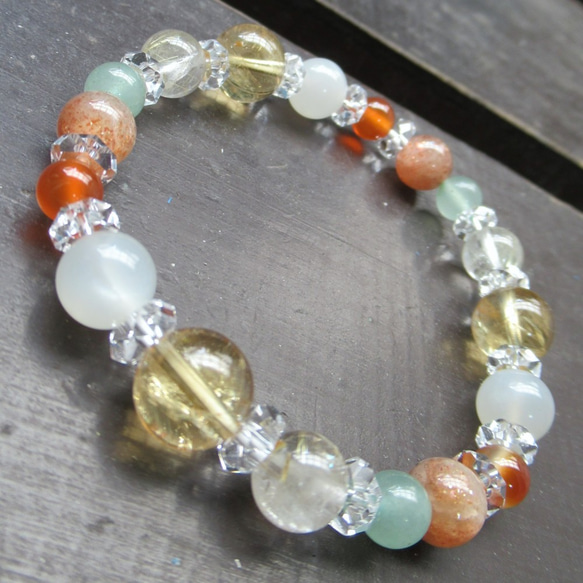 シトリンxサンストーンxルチルクォーツブレスレット 天然石
