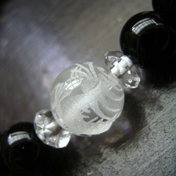 龍彫水晶ｘ黒水晶・モリオンブレスレット 2枚目の画像
