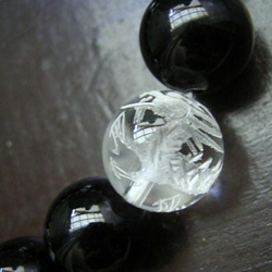 龍彫水晶ｘ黒水晶・モリオンｘ天眼石ｘ水晶ブレスレット　天然石 2枚目の画像