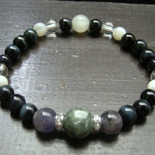 セラフィナイトxアイオライトxブルータイガーアイブレスレット