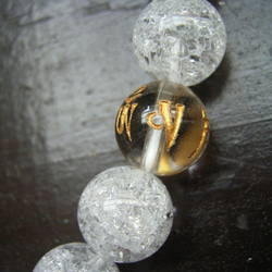 龍彫水晶ｘ観音真言彫水晶ｘクラック水晶ブレスレット 天然石 3枚目の画像
