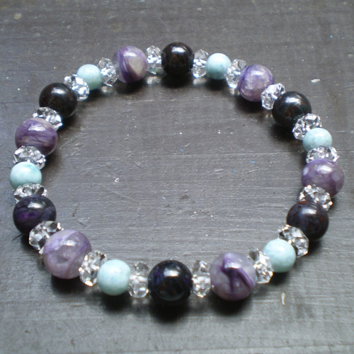 ラリマー　ストーンブレスレット 3大ヒーリングストーン*ラリマーxスギライトxチャロアイト