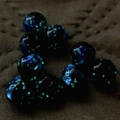 蓄光*ホタルガラスx本翡翠xプレナイトxアベンチュリンストラップ