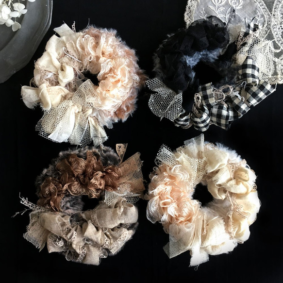 No1670アンティーク調 布装飾品まとめて4点 クッション レース布 送料