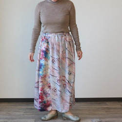 着物リメイク　虹色しぼりギャザースカート 3枚目の画像