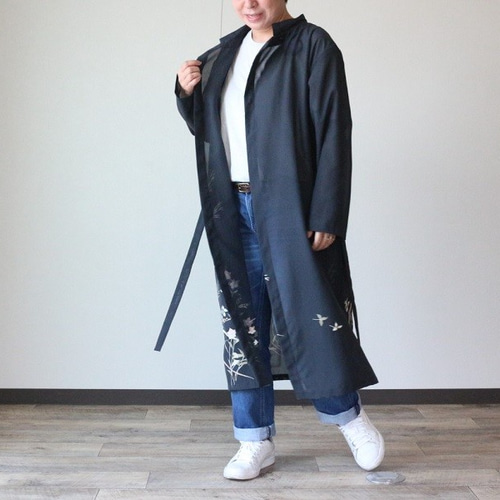 着物リメイク 桔梗刺繍絽ラップコート コート ウサギ洋裁店 通販