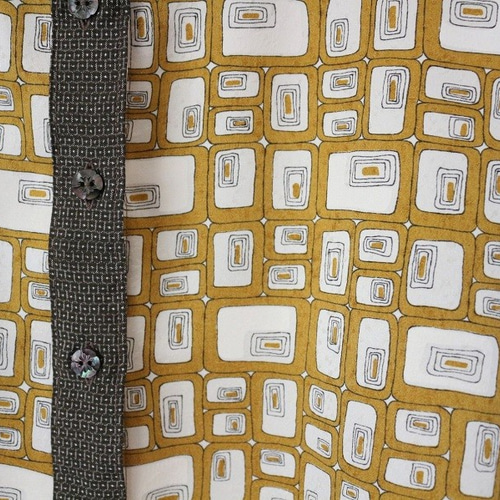 着物リメイク　大島紬スタンドカラーワンピース 着物リメイク 大島紬スタンドカラーワンピース