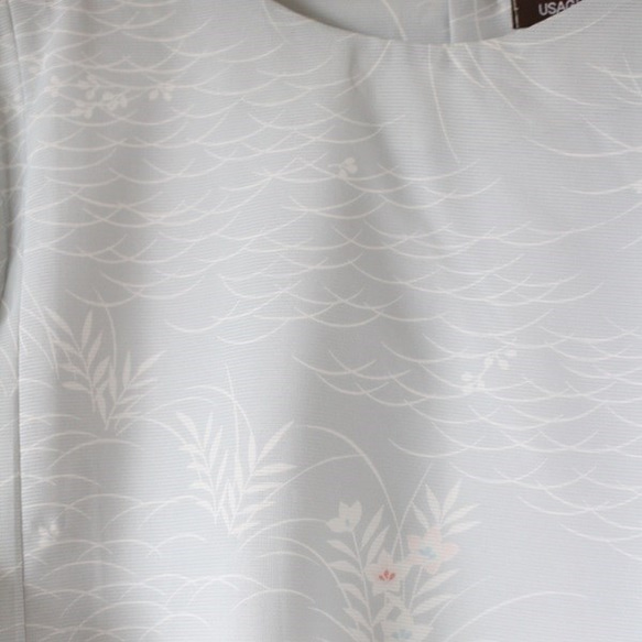 着物リメイク　桔梗絽のフリル袖ブラウス 7枚目の画像