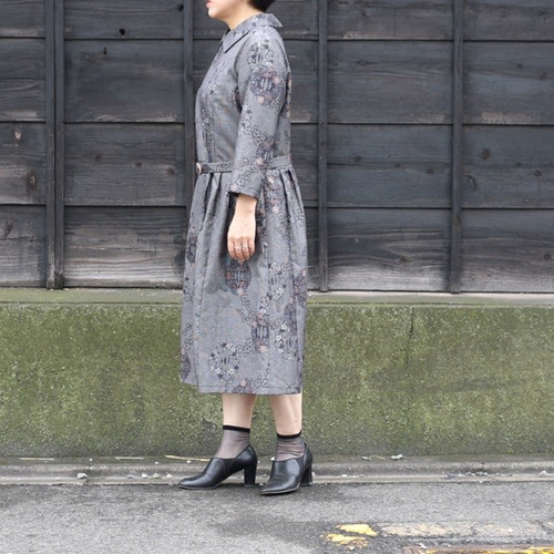 ★着物リメイク/大島紬/スタンドカラー/ノースリーブ/ワンピース/7マルキ★ ☆着物リメイク/大島紬/スタンドカラー/ノースリーブ/ワンピース