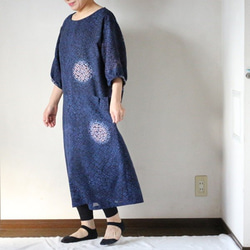 着物リメイク ぼかし紫陽花絽のタックポケットワンピース ワンピース