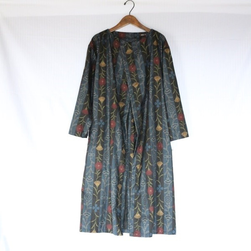 着物リメイク 縦縞に花柄大島紬ラップコート コート ウサギ洋裁店 通販