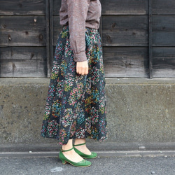 着物リメイク　花畑のフレアスカート 3枚目の画像