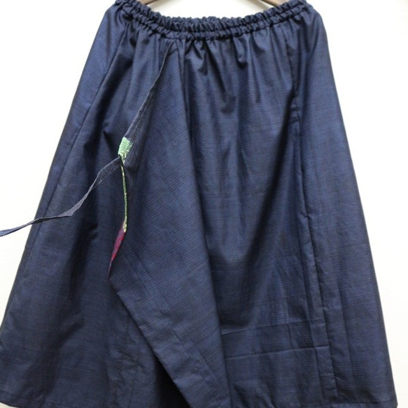 着物リメイク　大島紬と色とりどりのラップスカート 9枚目の画像