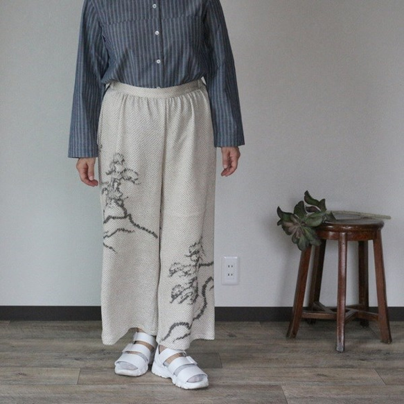 着物リメイク 松柄絞りワイドパンツ キュロット・ワイドパンツ