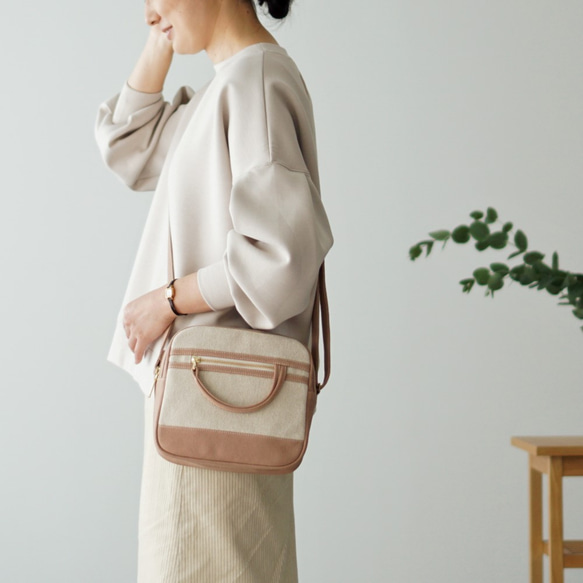 Candy / Pink beige × Marbled beige [Made-to-order] Trocco 帆布包 第1張的照片