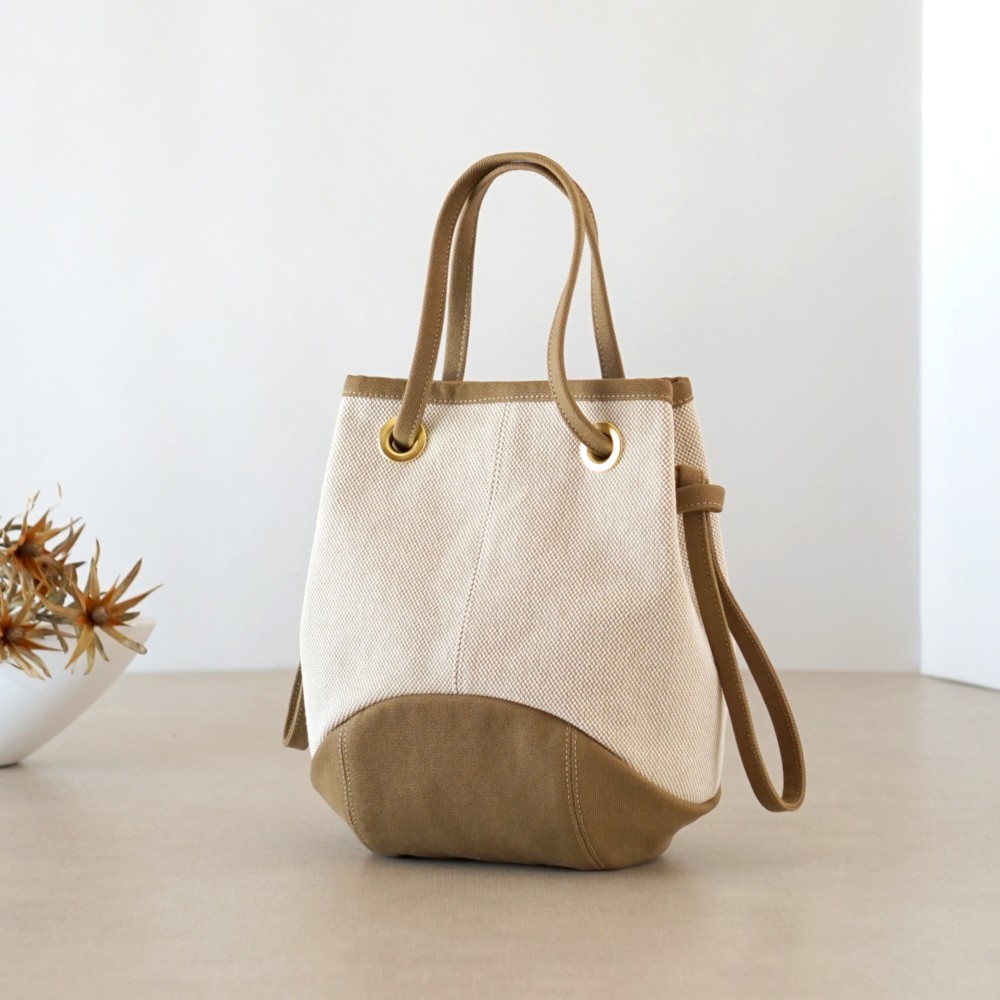 パピー / ブラウンベージュ × 霜降りベージュ 【受注制作】 Trocco 帆布バッグ