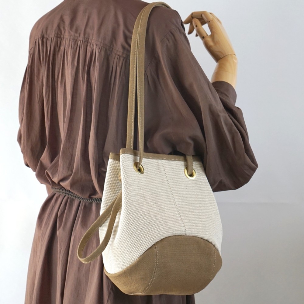 パピー / ブラウンベージュ × 霜降りベージュ 【受注制作】 Trocco 帆布バッグ