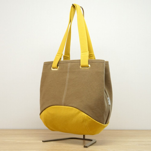 布丁 / Brown Beige x Mustard Yellow [Made to order] Trocco 帆布包 第3張的照片