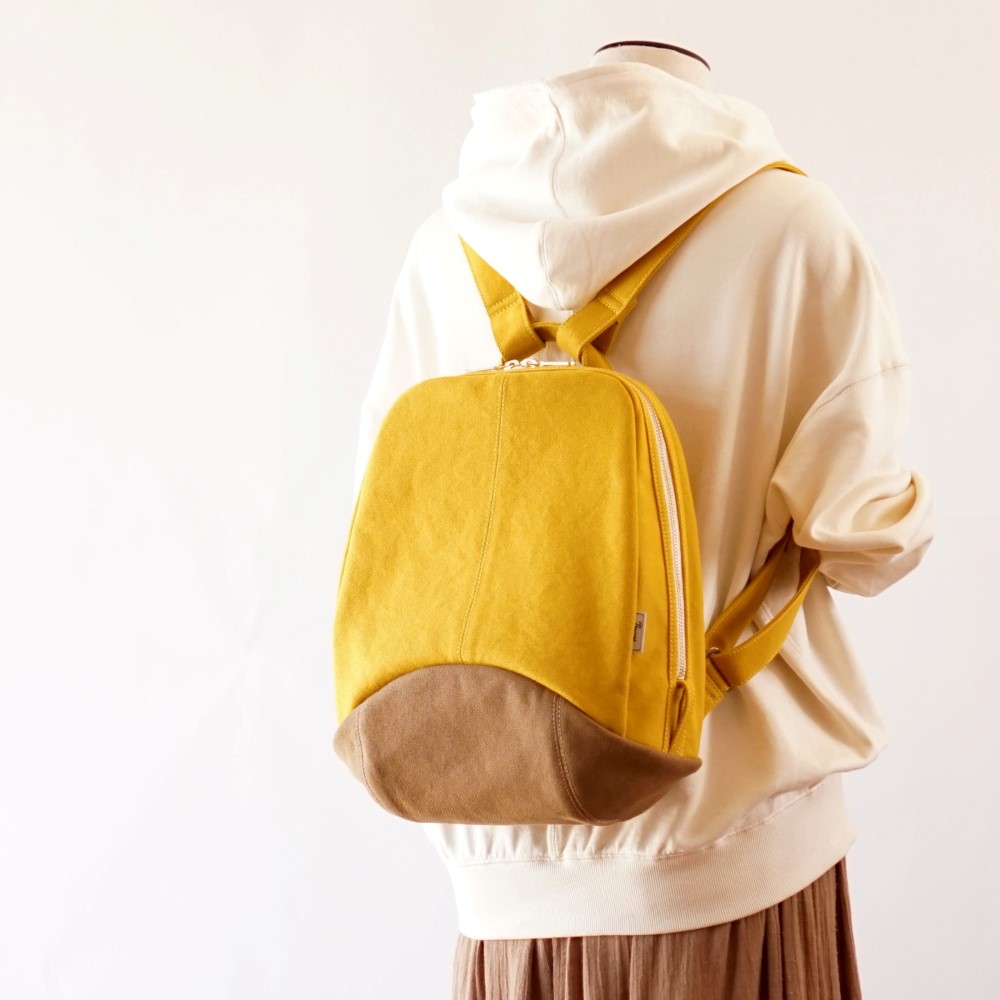 ムース / マスタードイエロー × ブラウンベージュ 【受注制作】 Trocco 帆布バッグ